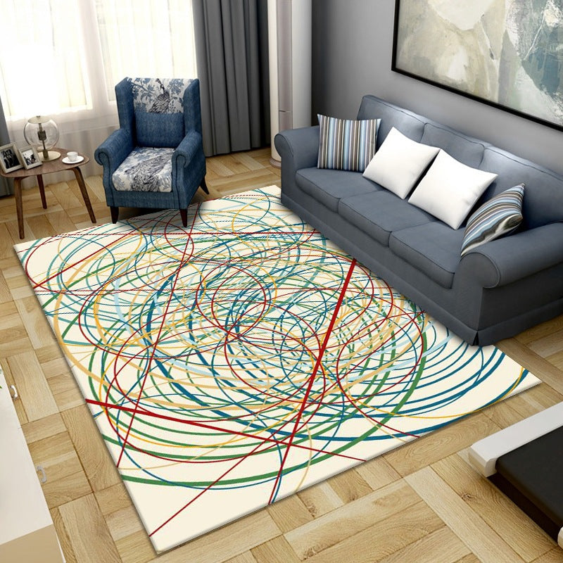 BowLift | Simplicity Abstract Printed Rug Multicolor Polyester Area Rug Non-slip Back Pet-friendly Indoor Rug for the Living Room