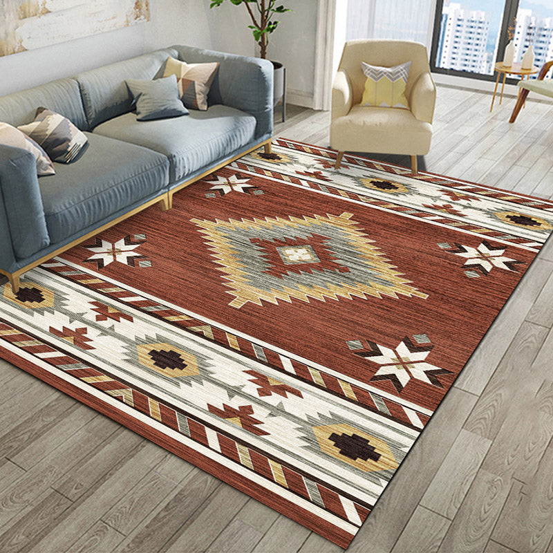 BowLift | Relaxing Living Room Carpet Multi Color Geometric Pattern Area Rug Polypropylene Non-Slip Back Washable Area Rug