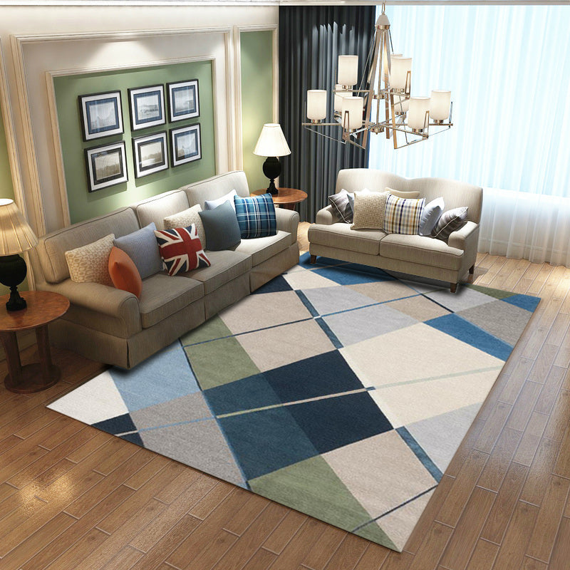 BowLift | Relaxing Living Room Carpet Multi Color Geometric Pattern Area Rug Polypropylene Non-Slip Back Washable Area Rug