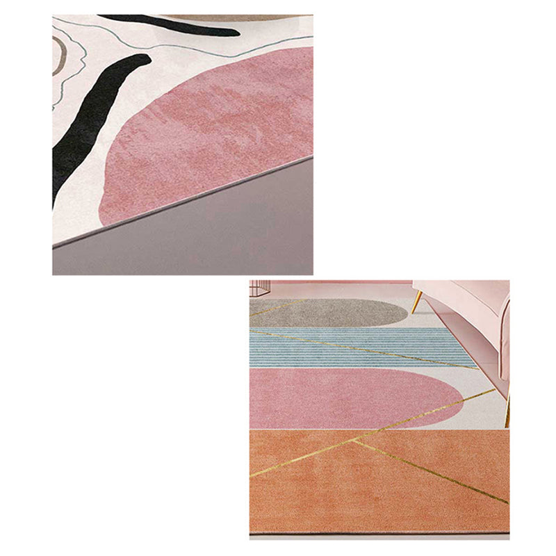 BowLift | Comfort hand-printed rug multicolored synthetic area rug non-slip backing pet-friendly rug for the living room