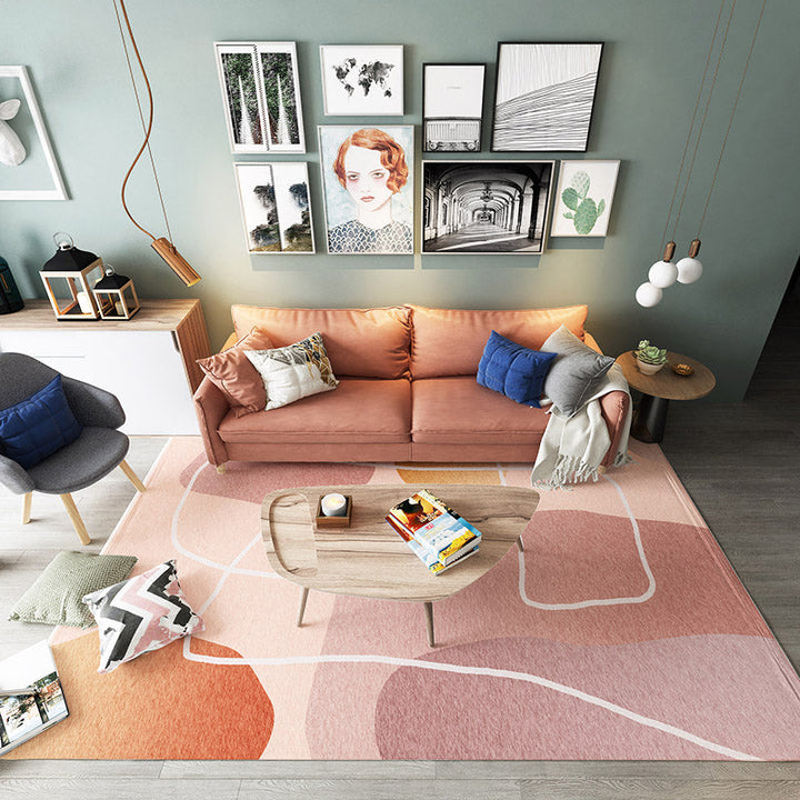 BowLift | Multicolored Hand-Printed Rug Polypropylene Relaxation Area Rug Non-Slip Back Washable Indoor Rug for the Living Room