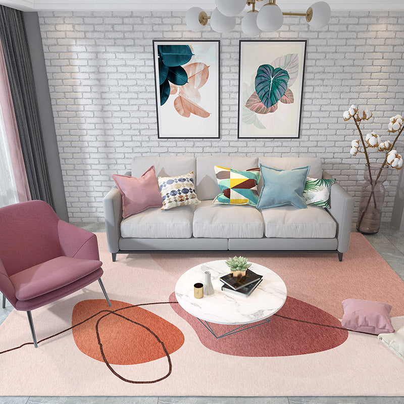 BowLift | Multicolored Hand-Printed Rug Polypropylene Relaxation Area Rug Non-Slip Back Washable Indoor Rug for the Living Room