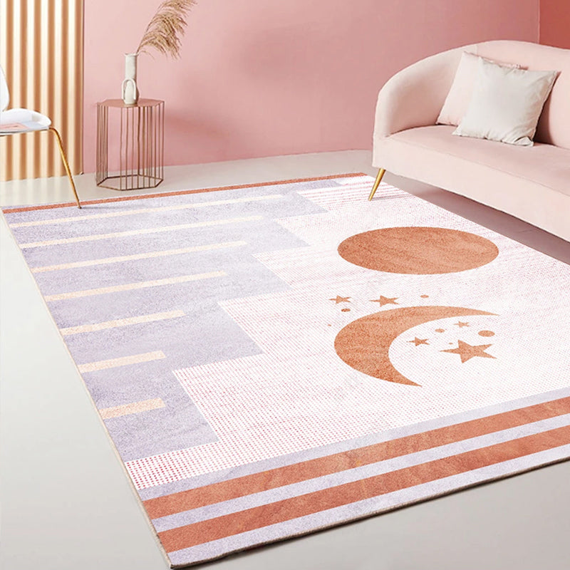 BowLift | Minimalist Hand-printed Rug Multicolored Polyester Rug Area Non-slip Back Stain-resistant Easy Care Indoor Rug for Bedroom