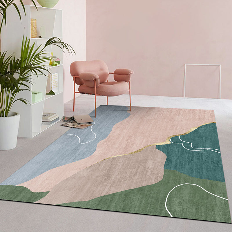 BowLift | Multi Color Simple Rug Polypropylene Color Block Area Rug Non-Slip Backing Stain Resistant Indoor Mat for Room
