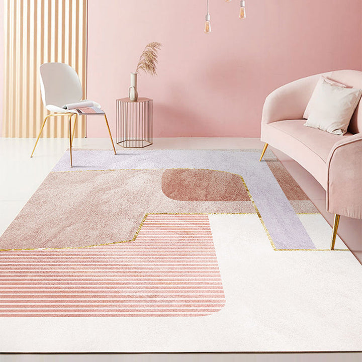 BowLift | Multi Color Simple Rug Polypropylene Color Block Area Rug Non-Slip Backing Stain Resistant Indoor Mat for Room