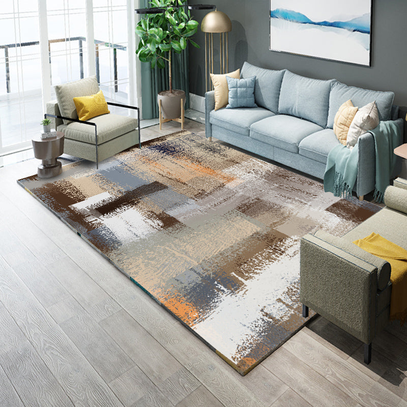 BowLift | Industrial Living Room Rug Multicolor Abstract Printed Indoor Rug Synthetic Non-Slip Backing Easy Care Area Rug