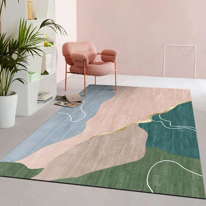 BowLift | Scandinavian abstract printed rug multicolored synthetic indoor rug pet-friendly easy-care washable rug for room