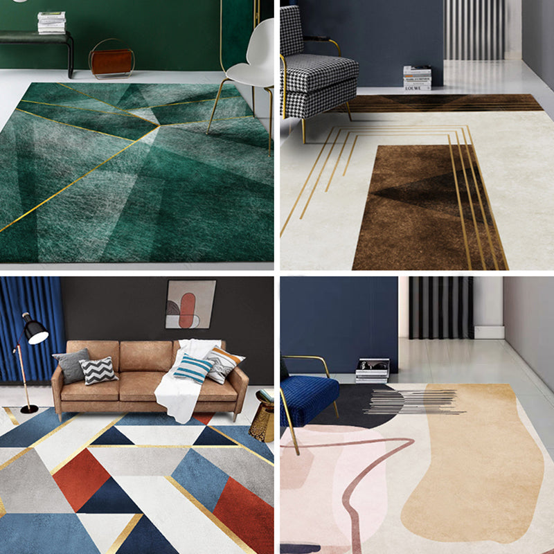 BowLift | New Geometric Printed Carpet Multicolored Synthetic Area Rug Non-Slip Back Stain-Resistant Indoor Rug for Living Room