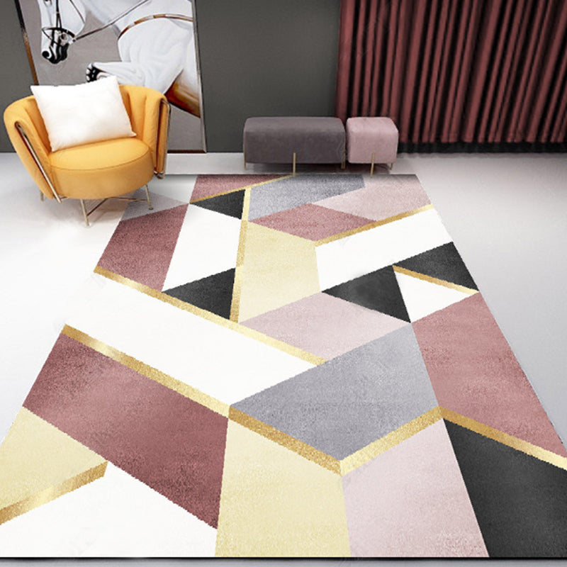 BowLift | New Geometric Printed Carpet Multicolored Synthetic Area Rug Non-Slip Back Stain-Resistant Indoor Rug for Living Room