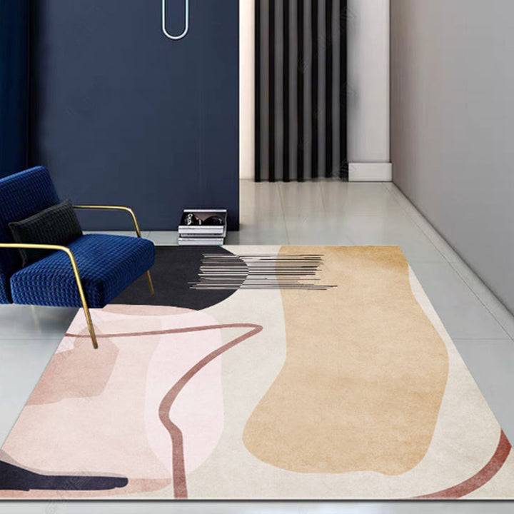 BowLift | New Geometric Printed Carpet Multicolored Synthetic Area Rug Non-Slip Back Stain-Resistant Indoor Rug for Living Room