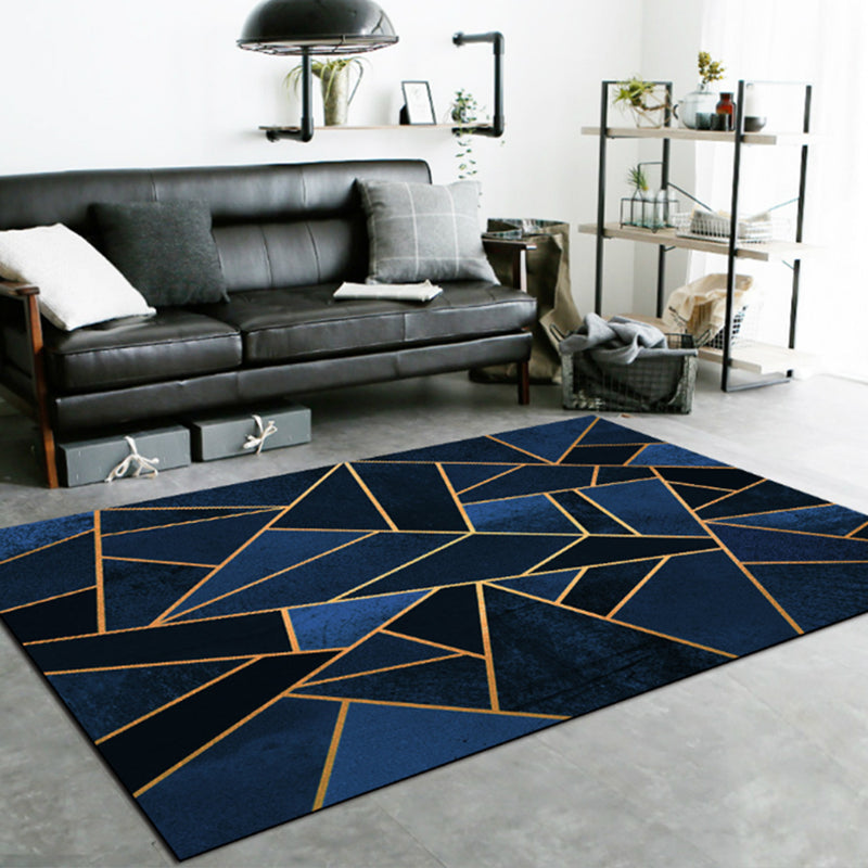 BowLift | Calming geometric printed rug Multicolored polyester indoor rug Easy care pet-friendly area rug for living room