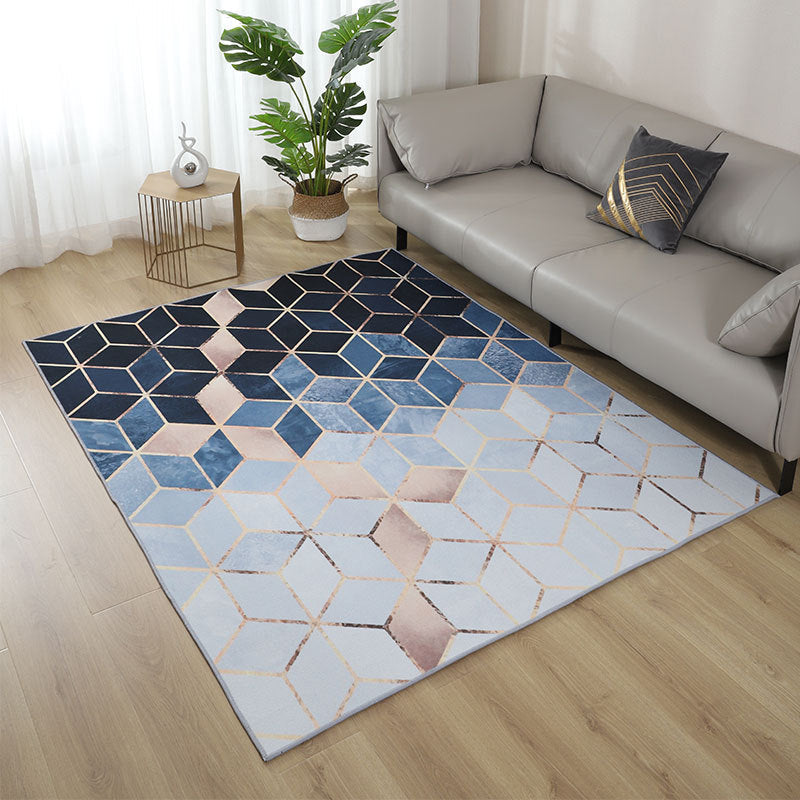 BowLift | Minimalist geometric printed doormat multicolored polyester area rug synthetic non-slip backing pet-friendly indoor mat for living room
