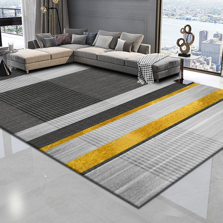 BowLift | Simple geometric printed rug multicolored cotton blend area rug non-slip backing pet-friendly indoor rug for the living room