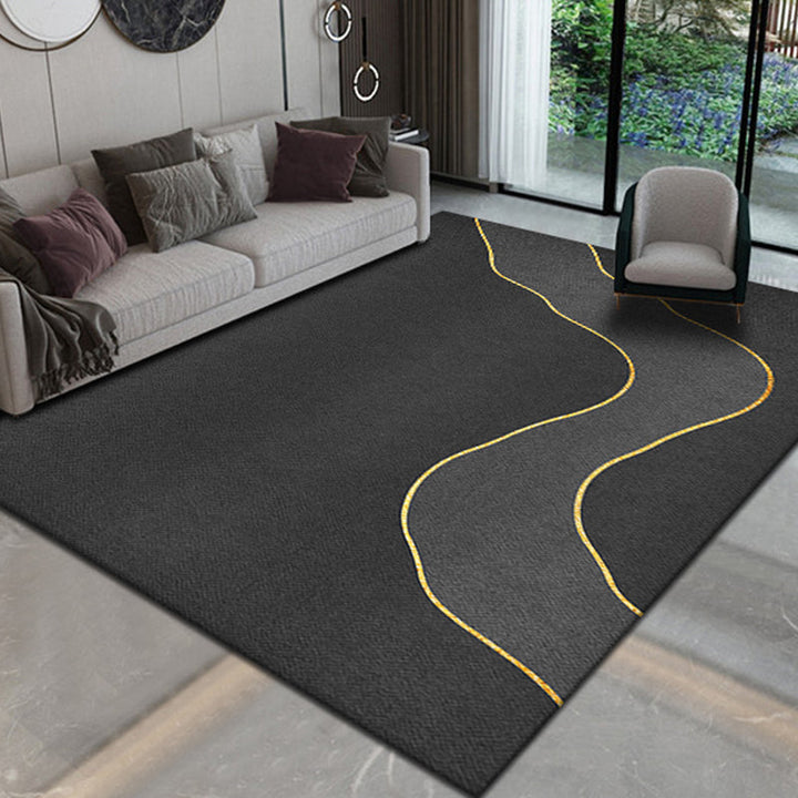 BowLift | Simple geometric printed rug multicolored cotton blend area rug non-slip backing pet-friendly indoor rug for the living room