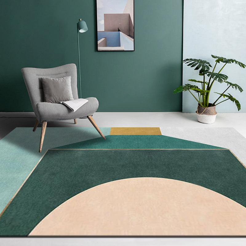 BowLift | Multi Color Calming Area Rug Cotton Blend Geometric Printed Area Carpet Non-Slip Back Easy Care Indoor Rug for Living Room