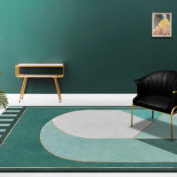 BowLift | Multi Color Calming Area Rug Cotton Blend Geometric Printed Area Carpet Non-Slip Back Easy Care Indoor Rug for Living Room