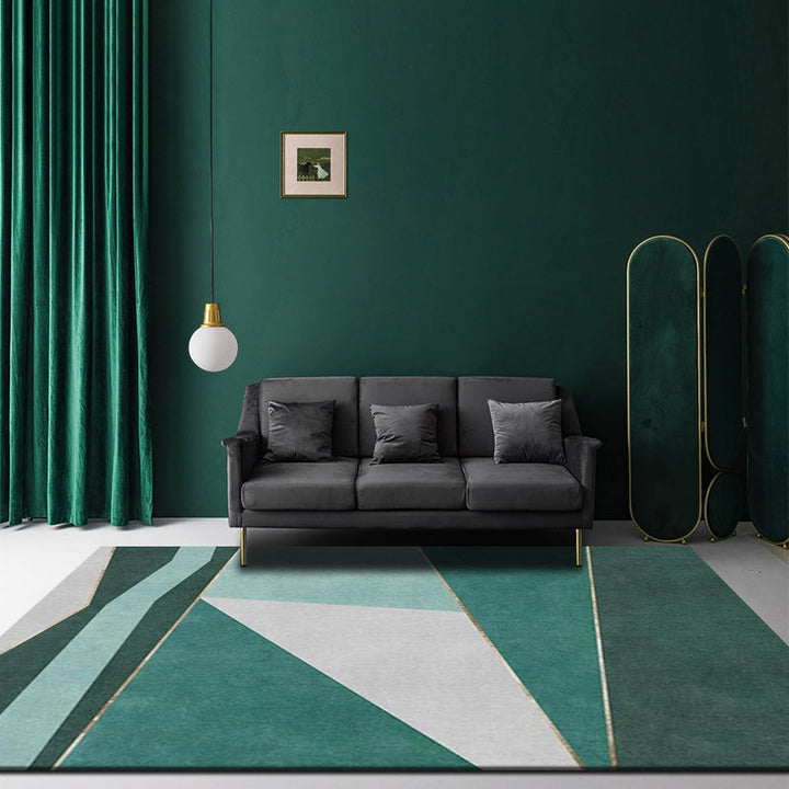 BowLift | Multi Color Calming Area Rug Cotton Blend Geometric Printed Area Carpet Non-Slip Back Easy Care Indoor Rug for Living Room