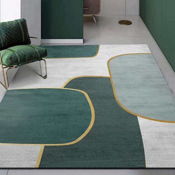 BowLift | Multi Color Calming Area Rug Cotton Blend Geometric Printed Area Carpet Non-Slip Back Easy Care Indoor Rug for Living Room