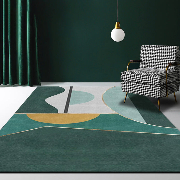 BowLift | Multi Color Calming Area Rug Cotton Blend Geometric Printed Area Carpet Non-Slip Back Easy Care Indoor Rug for Living Room