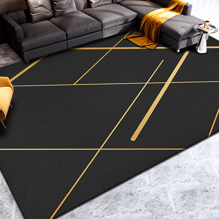 BowLift | Nordic Geometric Printed Rug Black Cotton Blend Area Rug Non-slip Pet Friendly Easy Care Indoor Runner for the Living Room