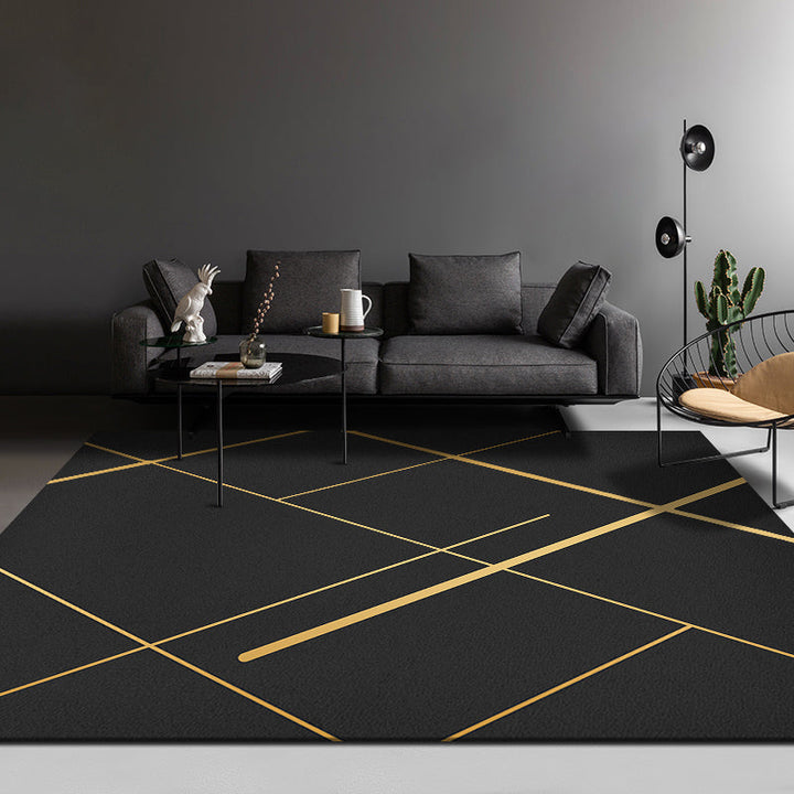 BowLift | Nordic Geometric Printed Rug Black Cotton Blend Area Rug Non-slip Pet Friendly Easy Care Indoor Runner for the Living Room