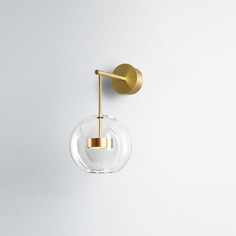 BowLift | Minimalistic Ball Wall Lamp Transparent Glass Nightstand LED Wall Lamp in Gold