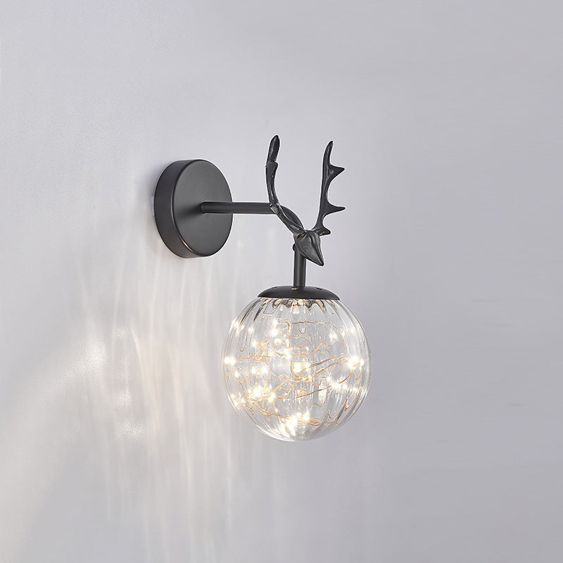 BowLift | Antler and Ball Bedroom Wall Light Glass LED Minimalist Wall Mount Lamp with Star Light String