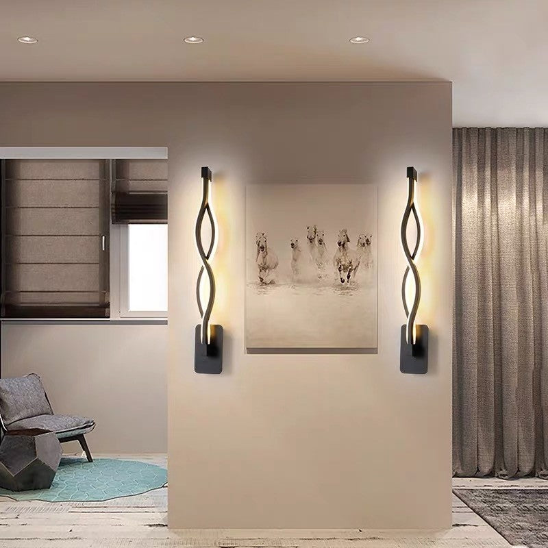 BowLift | Minimalist Line Art Wall Light Metal Hallway LED Wall Lamp in Black