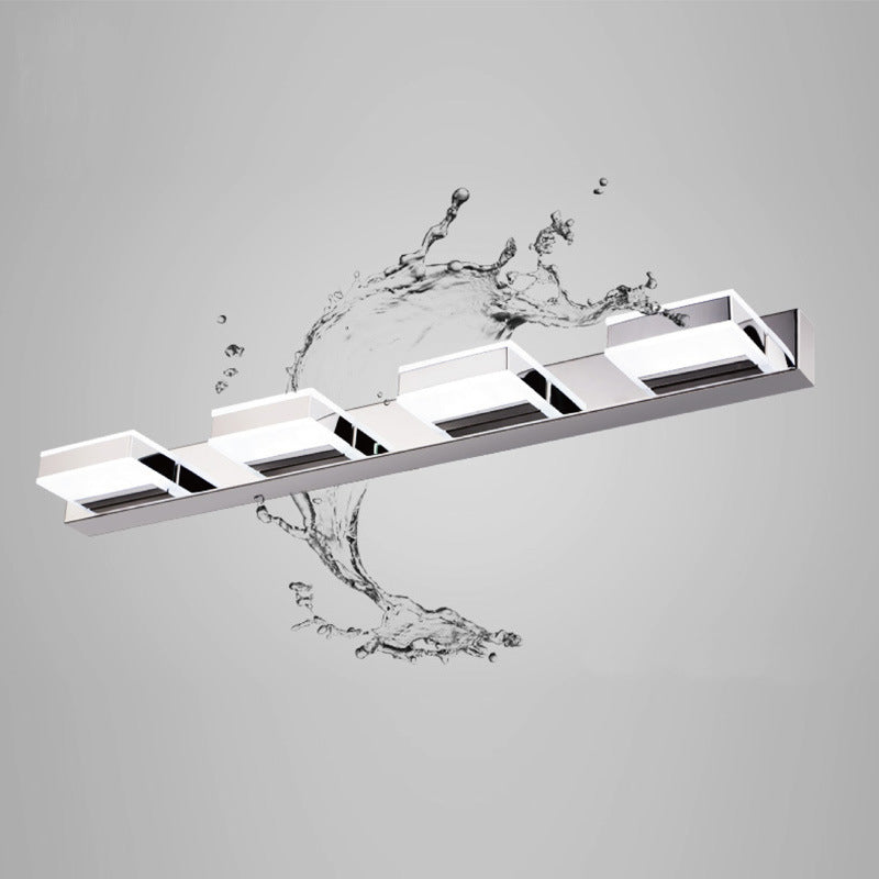 BowLift | Stainless Steel Square Vanity Lamp Modern White and Chrome LED Wall Light for Bathroom