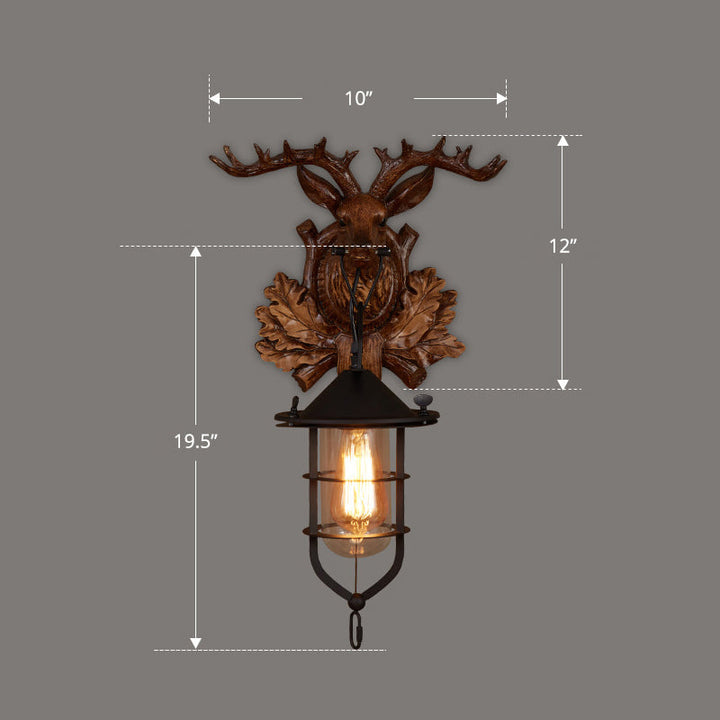 BowLift | Wooden Brown Wall Lamp Geometrically Designed Country Style Wall Sconce for Hallway