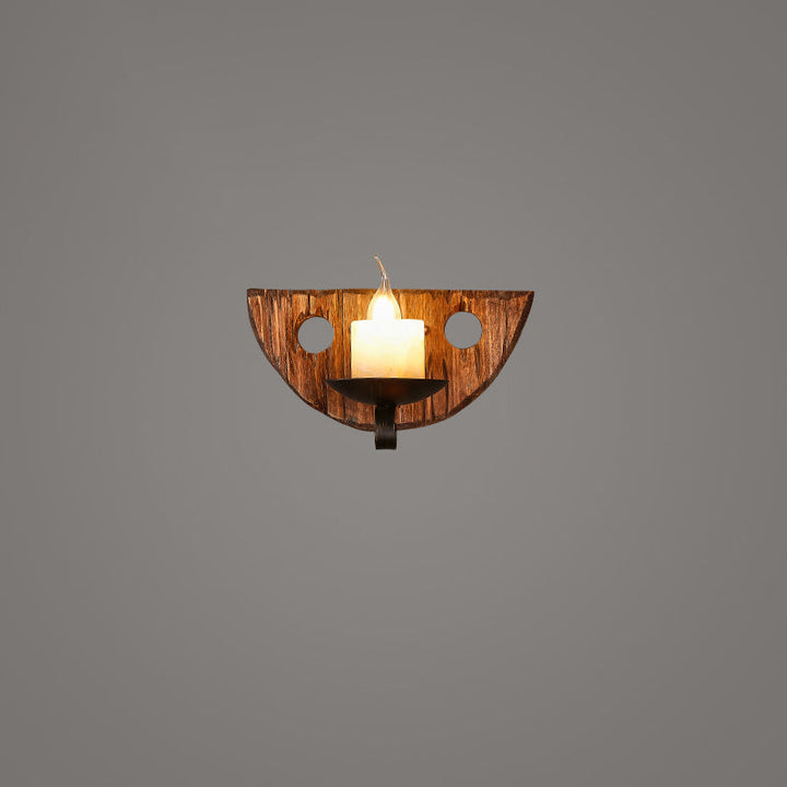 BowLift | Wooden Brown Wall Lamp Geometrically Designed Country Style Wall Sconce for Hallway