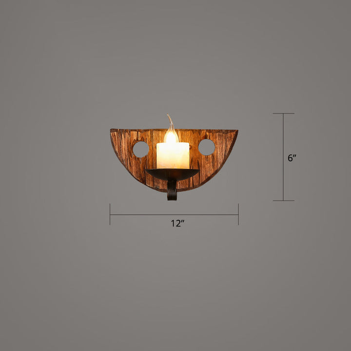 BowLift | Wooden Brown Wall Lamp Geometrically Designed Country Style Wall Sconce for Hallway