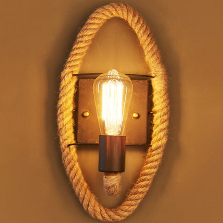 BowLift | Running Shape Rope Wall Lamp Rustic 1-Head Hallway Wall Lamp with Track Light Design in Wood