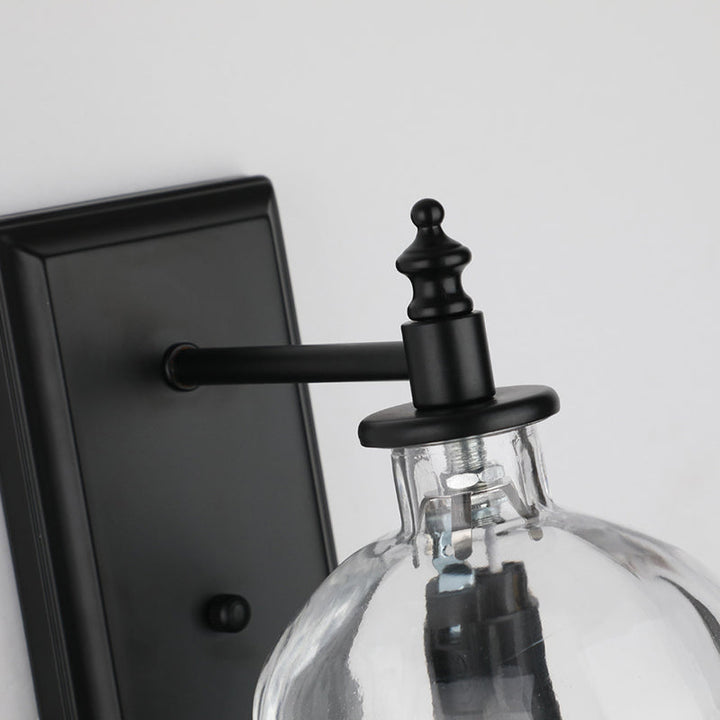 BowLift | Clear Glass Skull Wall Light Art Deco 1 Head Black Wall Lamp for Bedroom