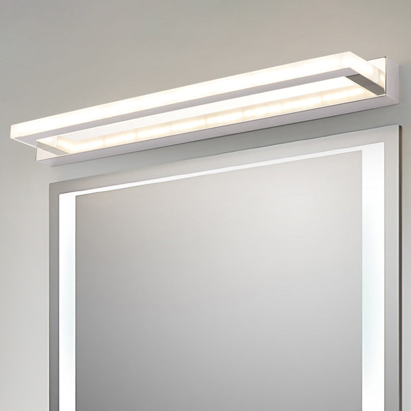 BowLift | Acrylic Rectangular Vanity Wall Light Acrylic Modernist LED Bathroom Wall Mounted Lamp in Chrome