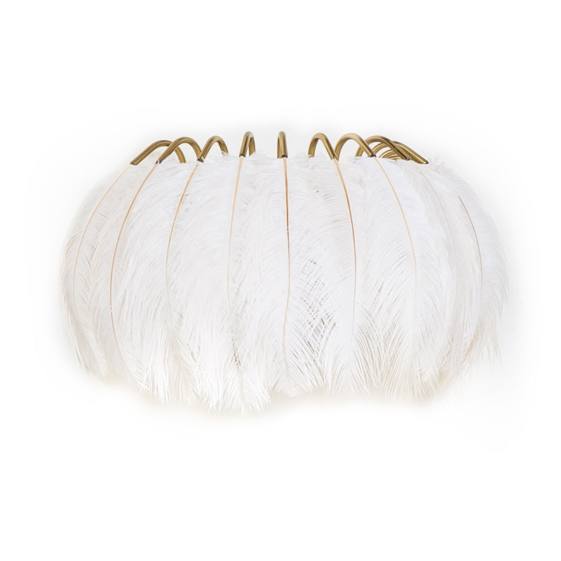 BowLift | 2 Light Modern Metal Wall Sconce Feather Shade Wall Lighting for Bedroom