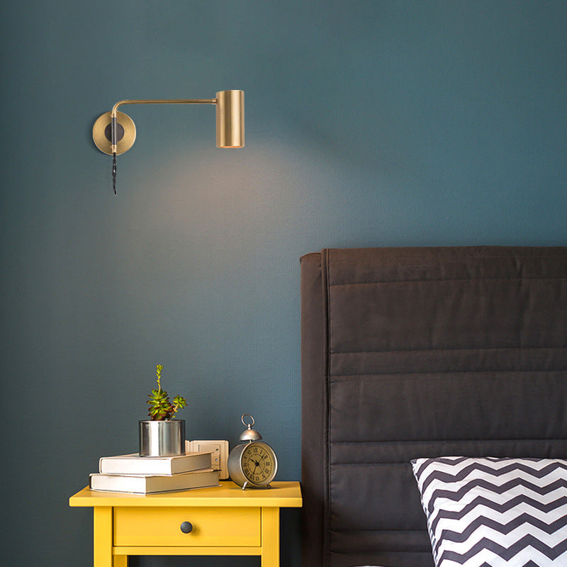 BowLift | Adjustable, tubular reading wall lamp minimalist metal 1-light bedside spotlight