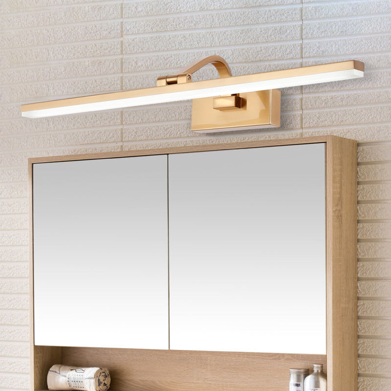 BowLift | Brass Linear Cosmetic Mirror LED Lamp Modern Acrylic Wall Mount Light with Swivel Arm