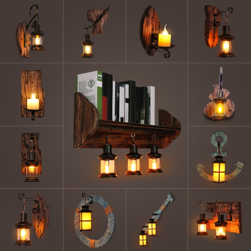 BowLift | Nautical Geometric Wall Lamp Wooden Wall Mount Lighting for Living Room