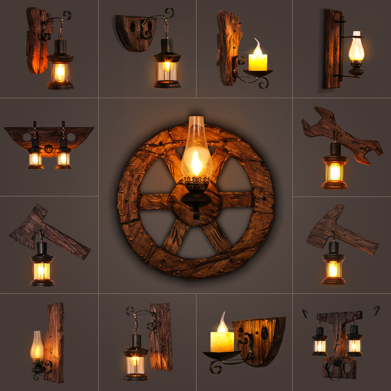 BowLift | Nautical Geometric Wall Lamp Wooden Wall Mount Lighting for Living Room
