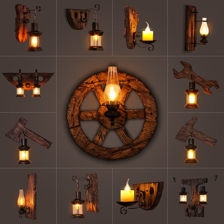 BowLift | Nautical Geometric Wall Lamp Wooden Wall Mount Lighting for Living Room