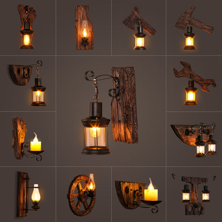 BowLift | Nautical Geometric Wall Lamp Wooden Wall Mount Lighting for Living Room