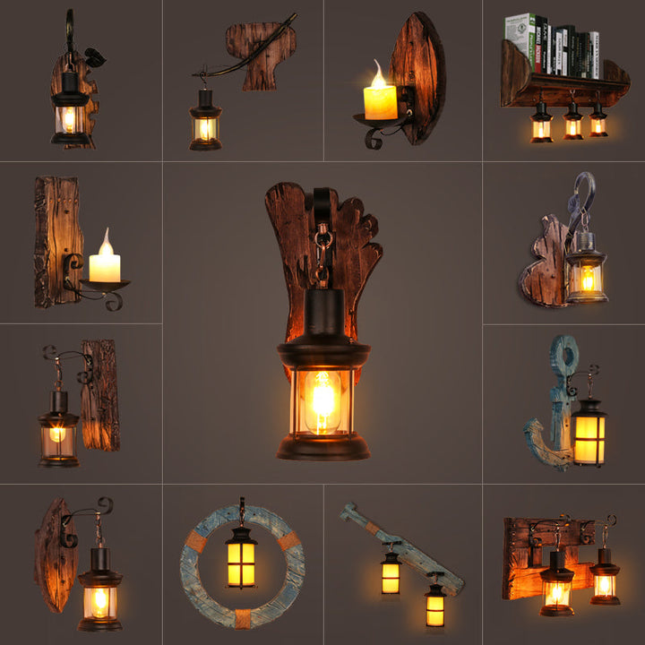 BowLift | Nautical Geometric Wall Lamp Wooden Wall Mount Lighting for Living Room