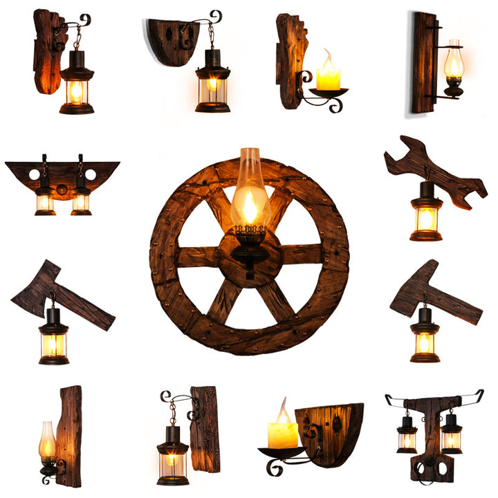 BowLift | Nautical Geometric Wall Lamp Wooden Wall Mount Lighting for Living Room