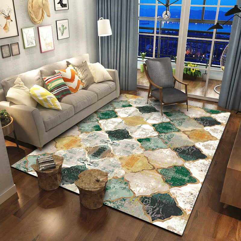 BowLift | Olden Geometric Printed Carpet Multicolored Synthetic Carpet Non-Slip Rug Stain-Resistant Carpet for the living room