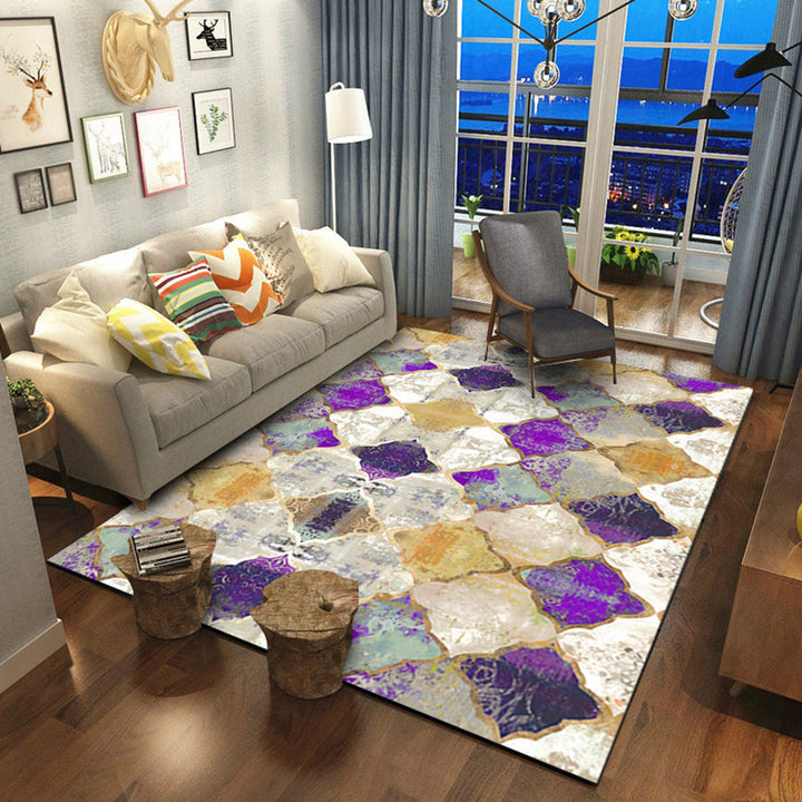 BowLift | Olden Geometric Printed Carpet Multicolored Synthetic Carpet Non-Slip Rug Stain-Resistant Carpet for the living room
