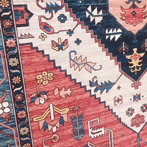 BowLift | Multi Color Living Room Rug Persian Geometric Printed Indoor Rug Cotton Blend Non-Slip Easy Maintenance Area Rug