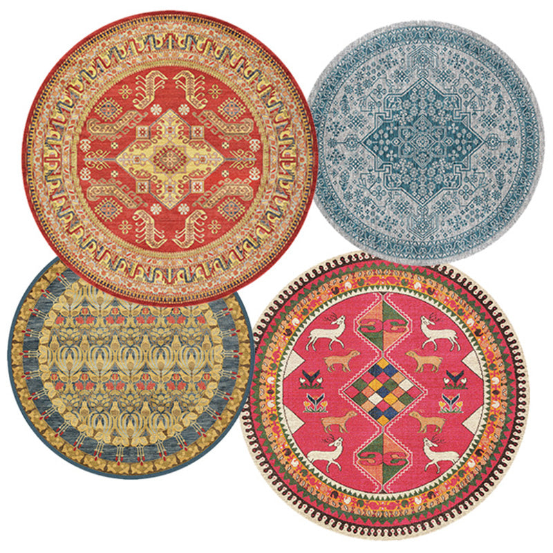 BowLift | Vintage Geometric Printed Rug Multicolor Polyester Area Rug Non-Slip Backing Pet Friendly Easy Care Indoor Rug for Room