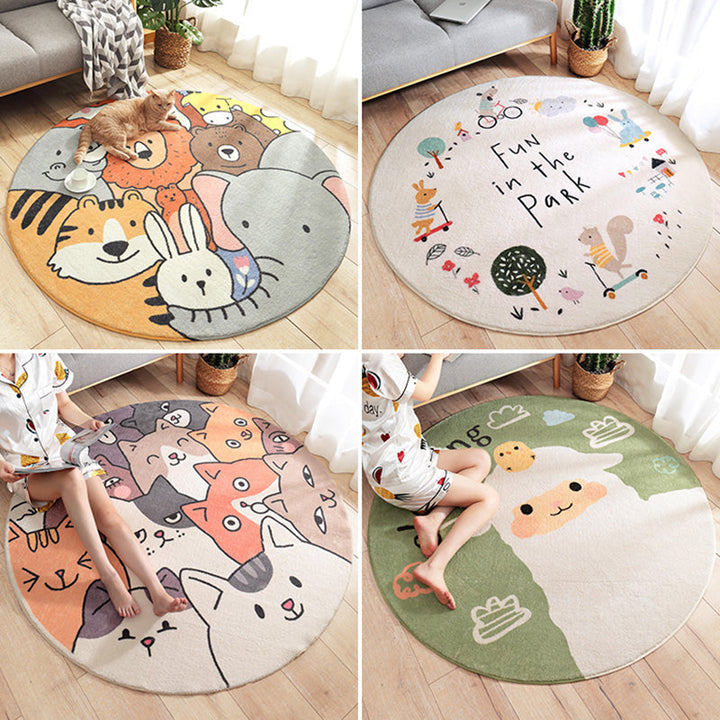 BowLift | Multicolor Novelty Carpet Lambswool Cartoon-printed Carpet with Non-slip Backing Easy-care Indoor Carpet for Kids