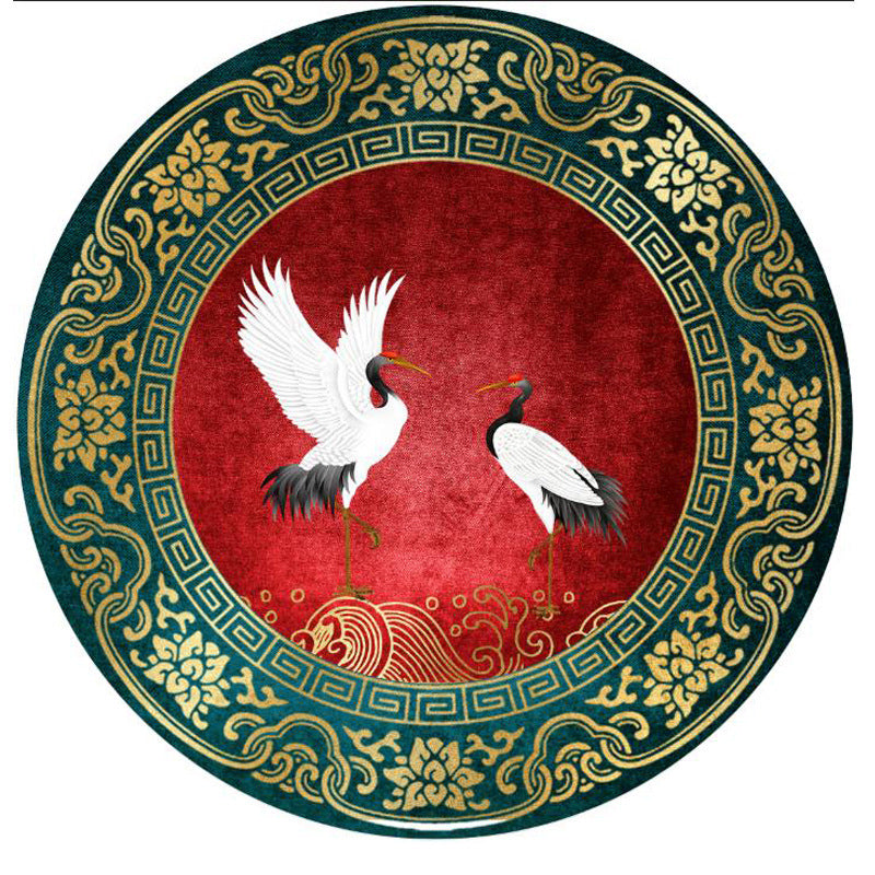 BowLift | Chinese Decorative Carpet Multicolored Crane Printed Area Rug Synthetic Non-Slip Back Easy Maintenance Area Rug